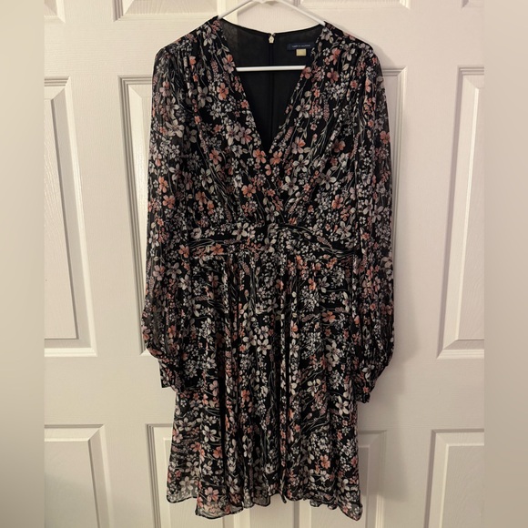 Tommy Hilfiger Black and Pink Floral Long Sleeve Dress - Picture 1 of 8